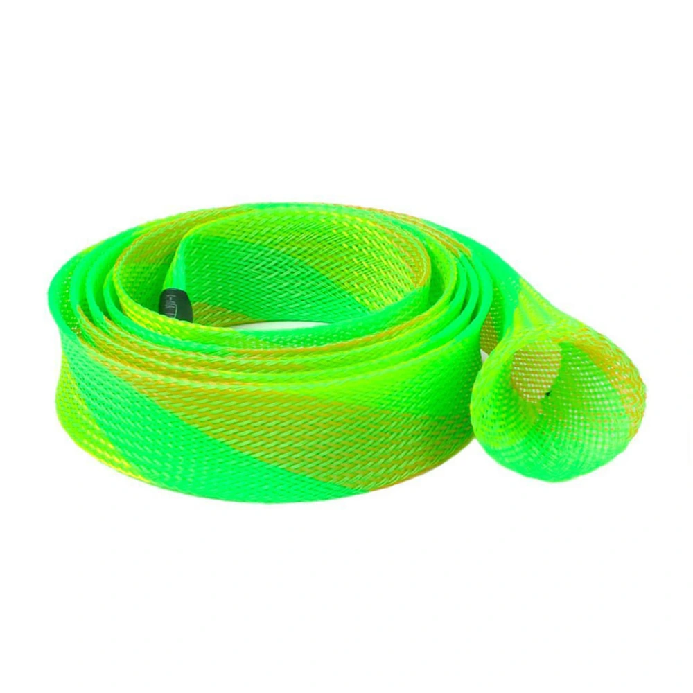 1.6m * 4.5cm Expandable Braided Wearproof PET Network Heat-resistant Sleeve Flexible Fishing Rod Sleeve (Green+Light Yellow)