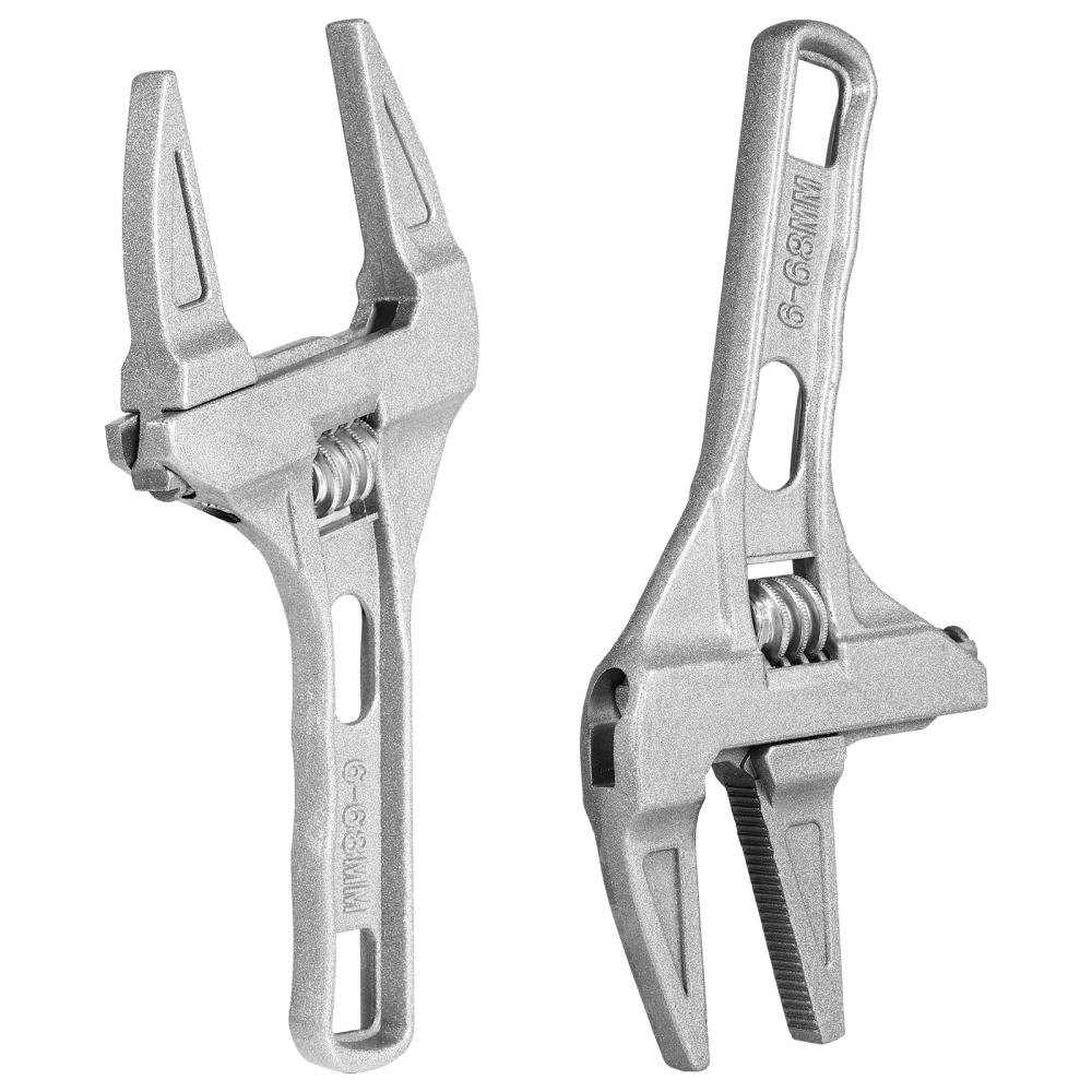 2pcs Versatile Large Opening Short Handle Adjustable Wrench Movable Spanner