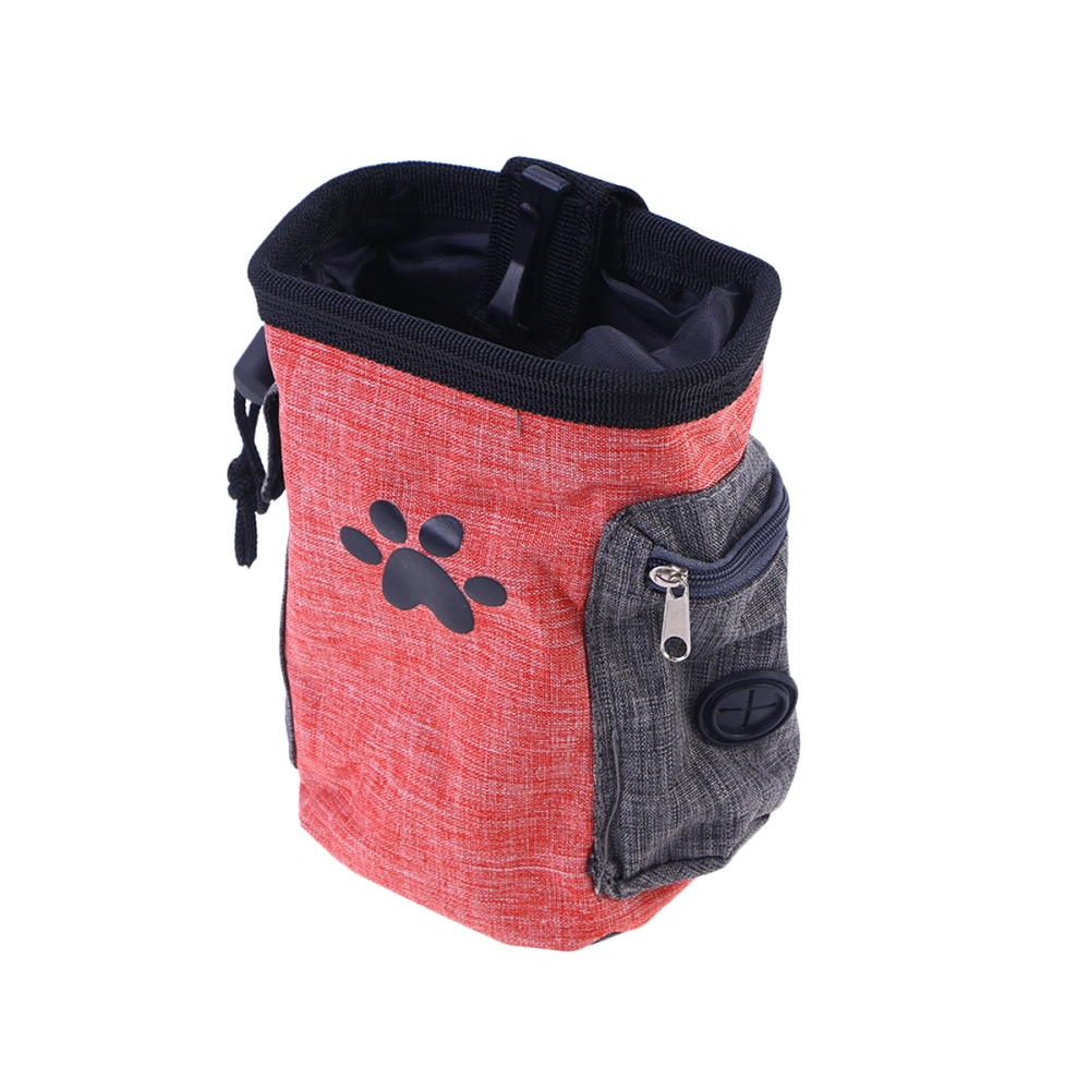 Dog Treat Pouch Pet Hands Free Training Waist Bag Drawstring Carries Pet Toys Food Poop Bag Pouch (Red)