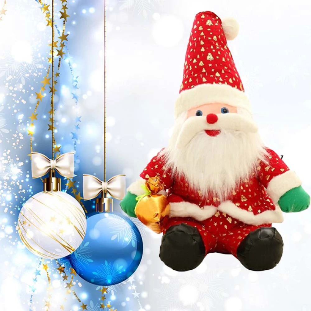 Christmas Plush Santa Claus Doll Toy Tabletop Ornament Home Party Shop Window Decoration Holiday Gift (25cm)