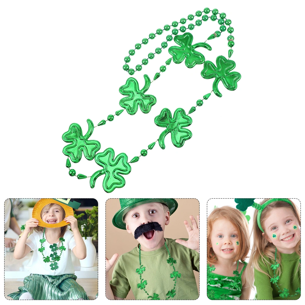 3Pcs St. Patrick's Day Bead Necklaces Green Shamrock Necklaces Party Accessories