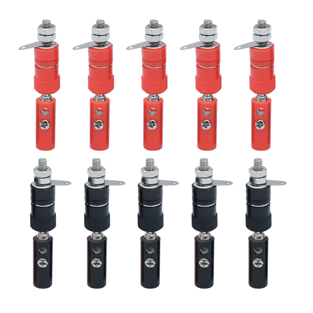 10 Pairs of 4mm Insulated Banana Plug Socket Jack Connectors (Red+Black)