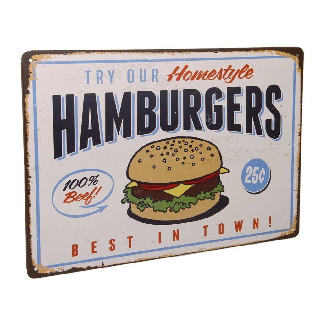 Best in Town Hamburgers Retro Vintage Bar Signs Tin Sign Vintage Wall Decor