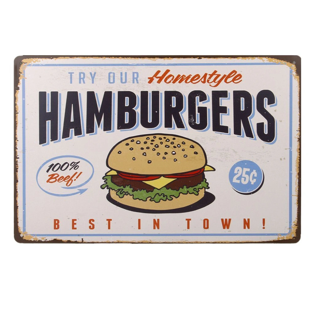 Best in Town Hamburgers Retro Vintage Bar Signs Tin Sign Vintage Wall Decor