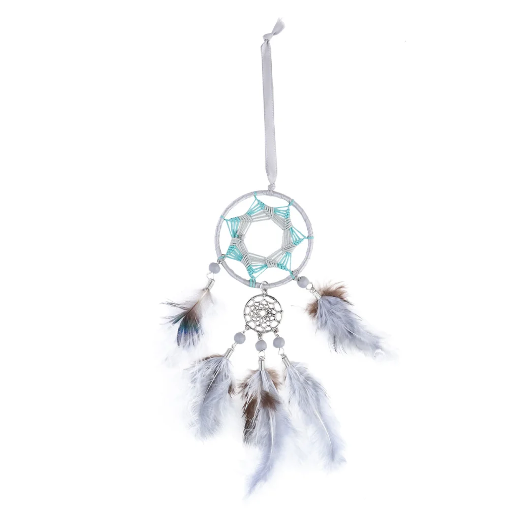 1pc Dreamcatcher Wind Chime Car Hanging Ornament Chic Photo Props Hanging Adornment for Home Living Room (Grey)