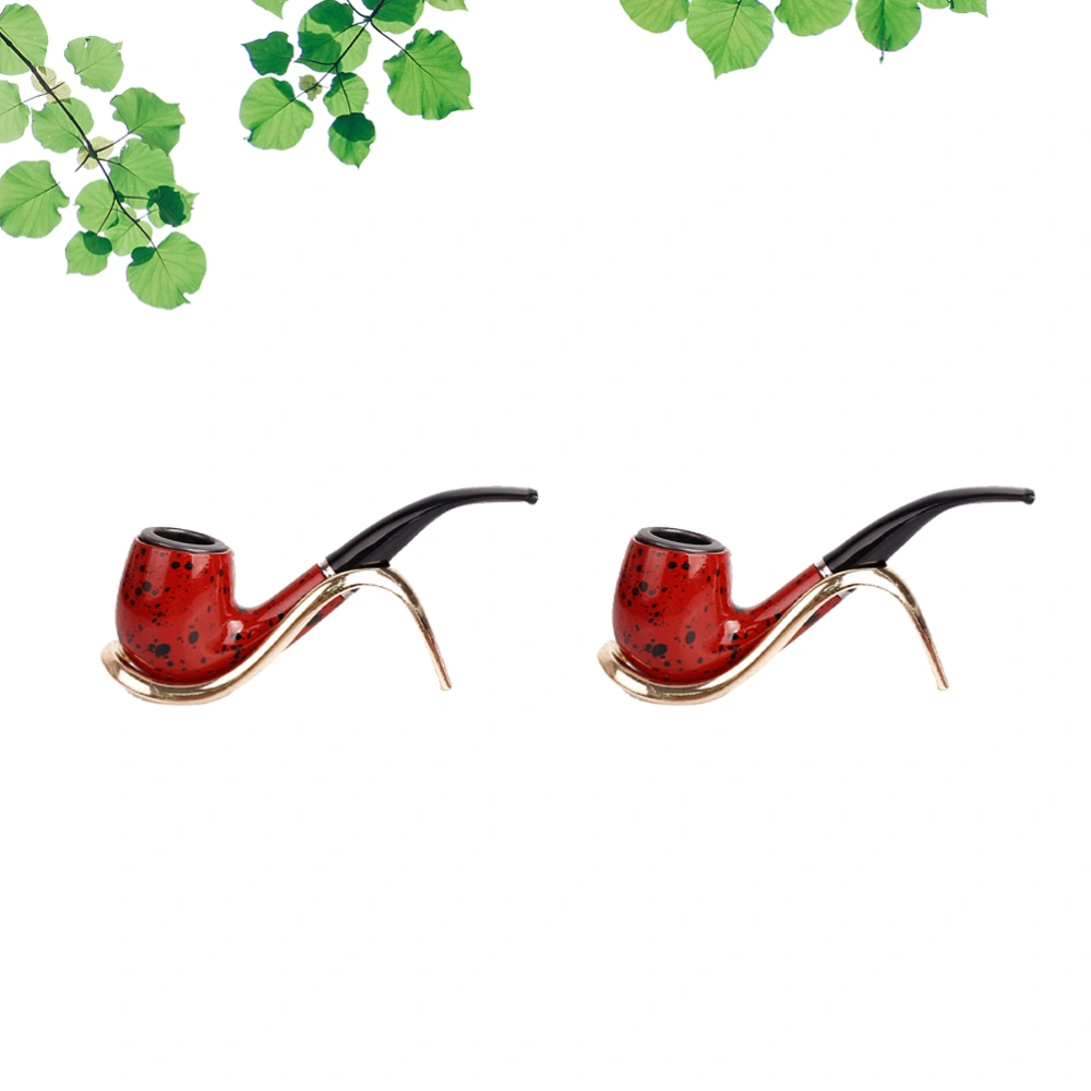 2pcs Creative Resin Smoking Pipe Detachable Tobacco Pipes Portable Durable Smoking Pipe with Cover Gift for Men (Claret)