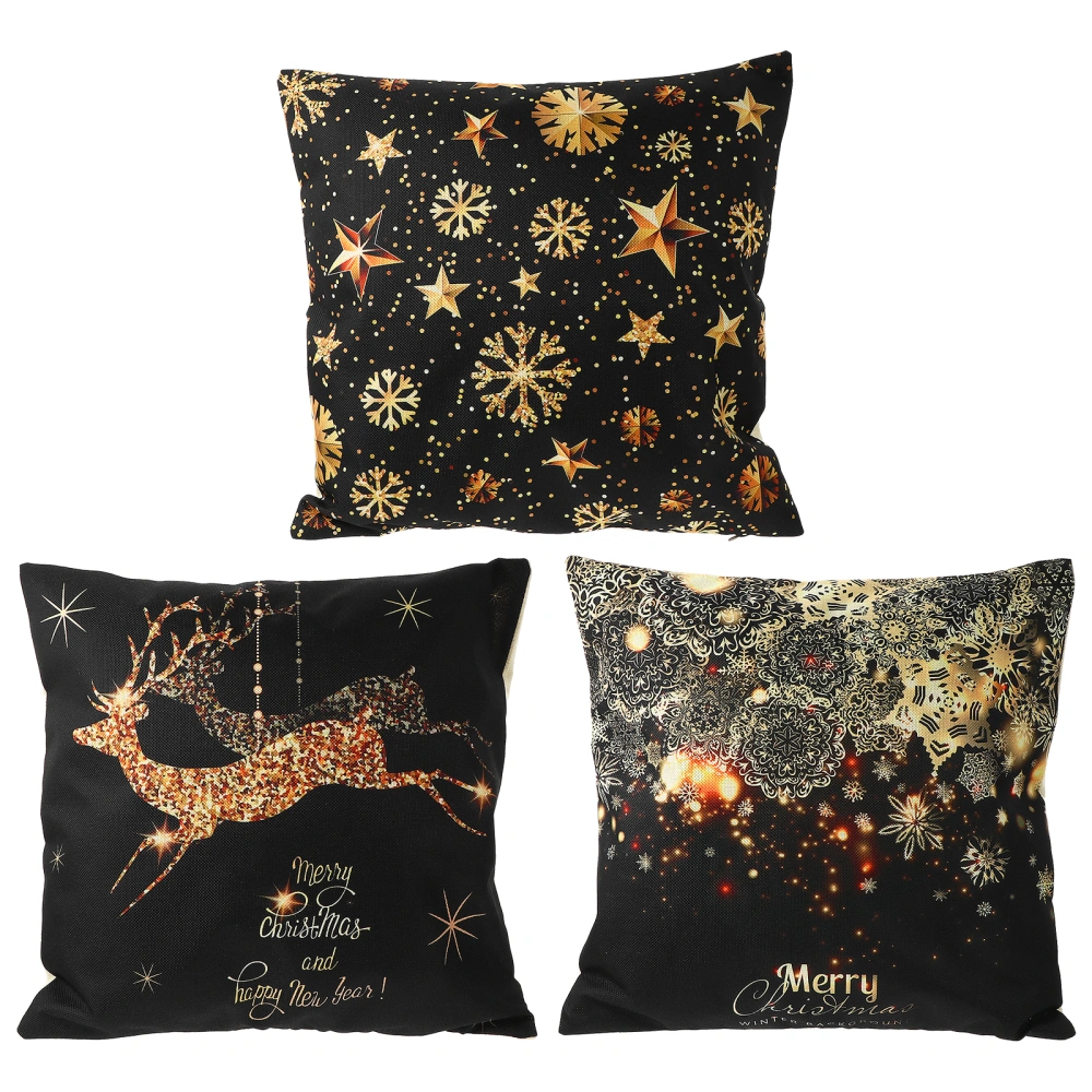 3Pcs Creative Pillowcases Christmas Pillow Covers Linen Pillow Cases