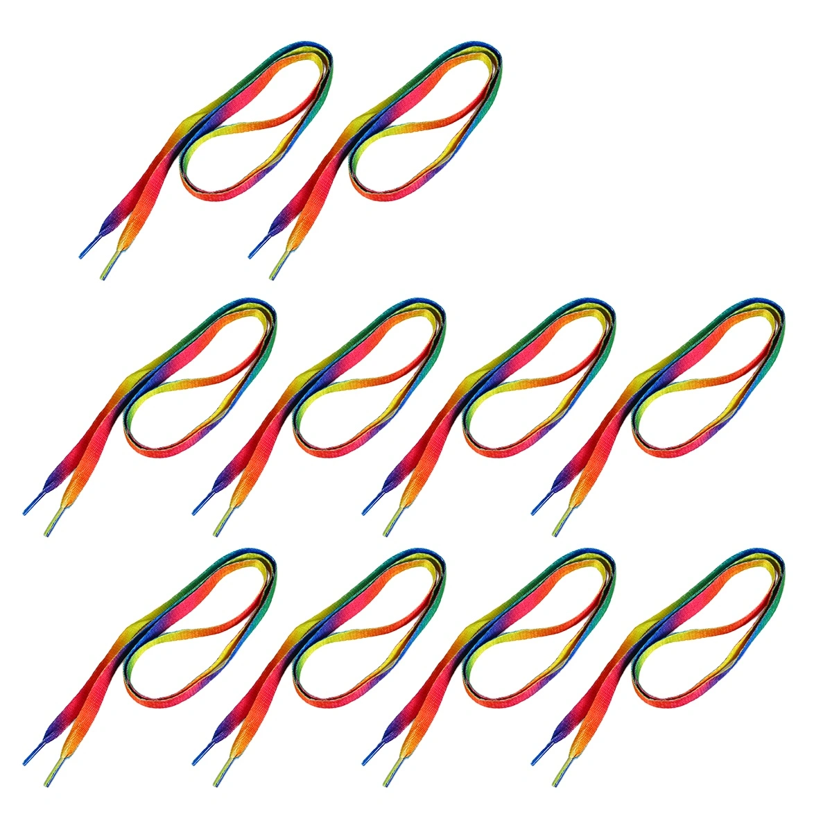 10 Pairs 120CM Shoelaces Rainbow Gradient Colorful Shoe Laces Flat Shoestrings for Shoes Sneakers (Coloful)