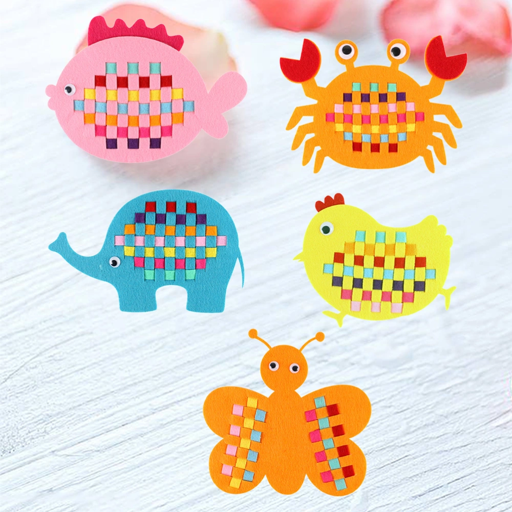 5PCS Creative DIY Nonwoven Hand Knitted Toys Kids Knit Toys Early Learning Education Toys for Kids Children (Chicken, Fish, Crab, Bee, Elephant)