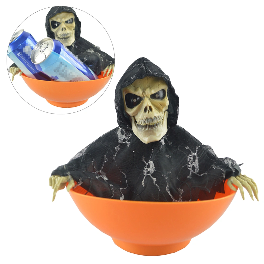 Halloween Electric Toy Candy Bowl with Jump Skull Hand Scary Party Creepy Decoration Haunted Skull Bowl Bar Horror Prop Without Battery(Orange)