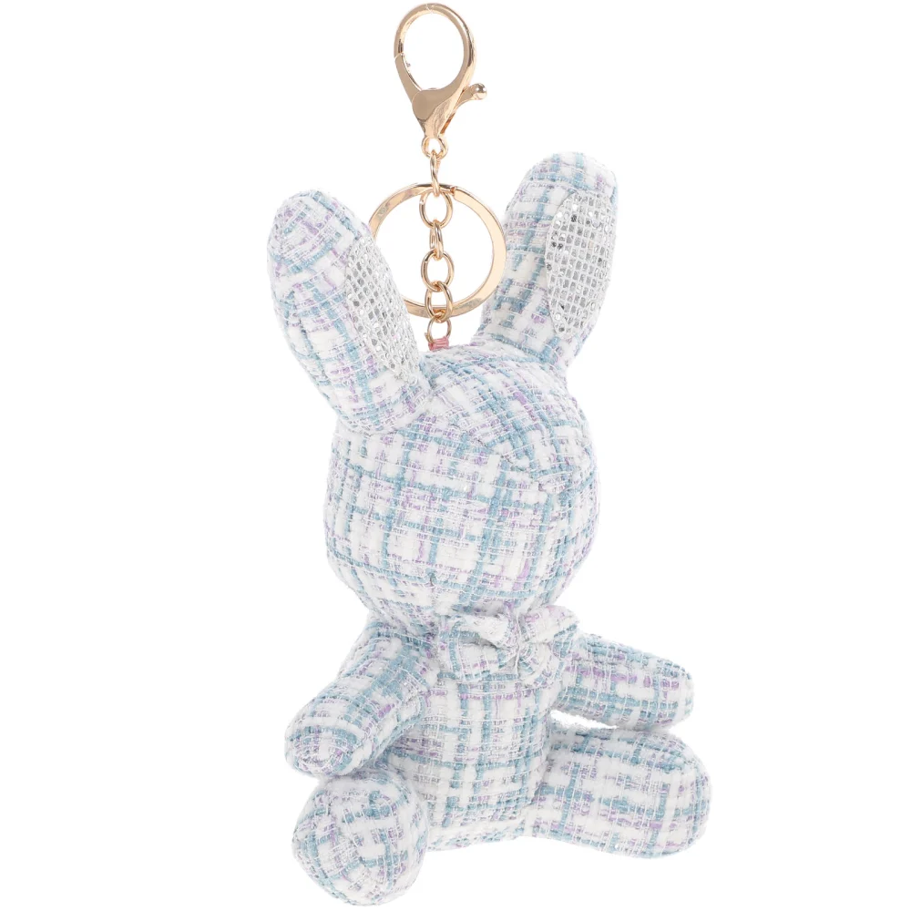 Plush Rabbit Key Chain Bag Hanging Decor Pendant Rhinestones Stuffed Animal Decor