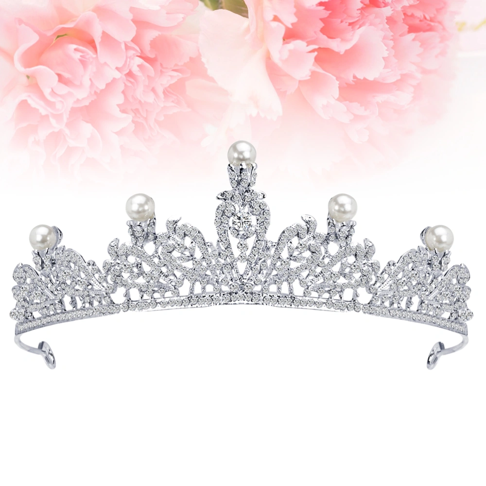 Bridal Rhinestone Big Crown Noble Crown Headband Tiara Hair Accessory Wedding Headpiece (Silver)