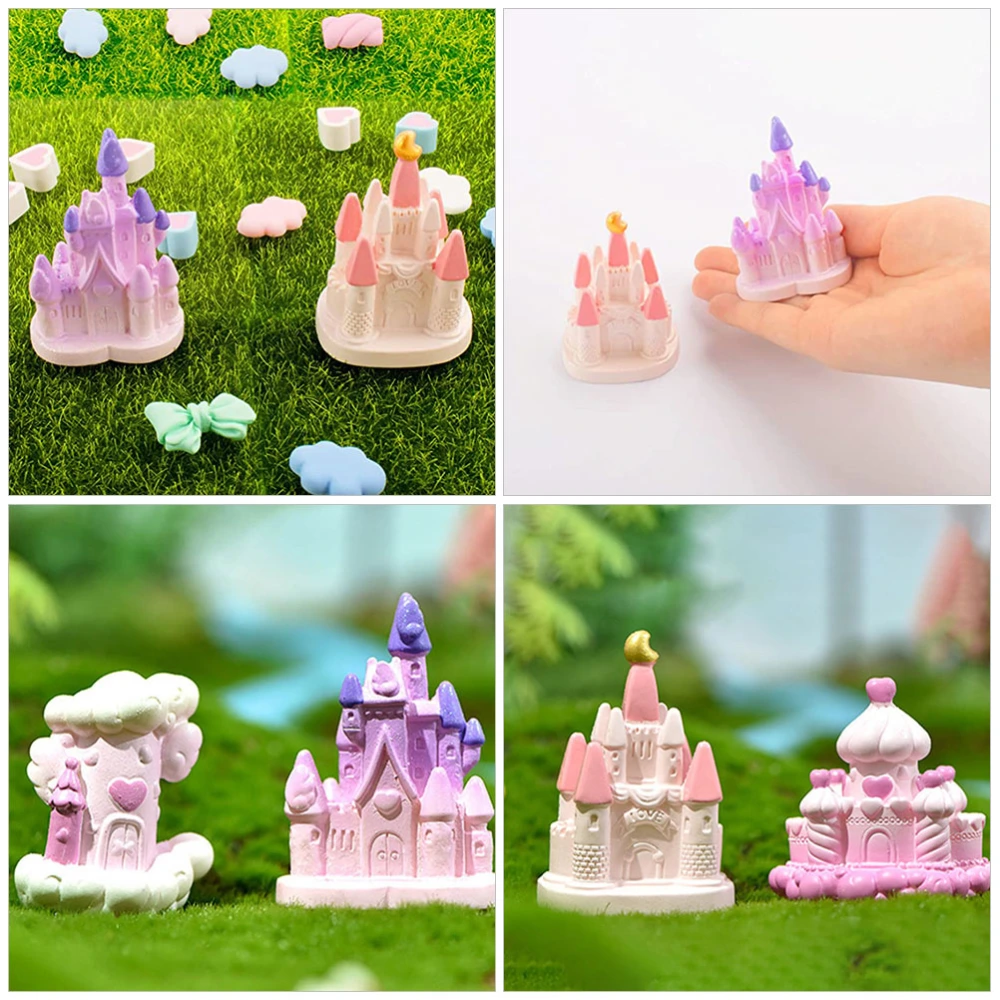 2PCS Fairy Style Small Castle Model Prop Miniature Landscape Castle Ornaments