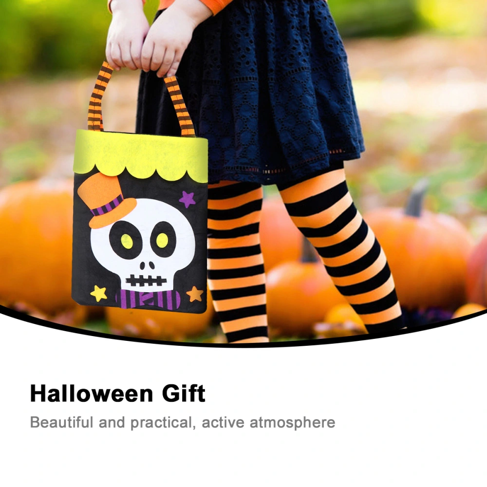 3Pcs Halloween Nonwoven Storage Bag Adorable Tote Bag Ghost Candy Bag Halloween Bag (Pattern Orange Bat + Black Ghost + Black Skull)