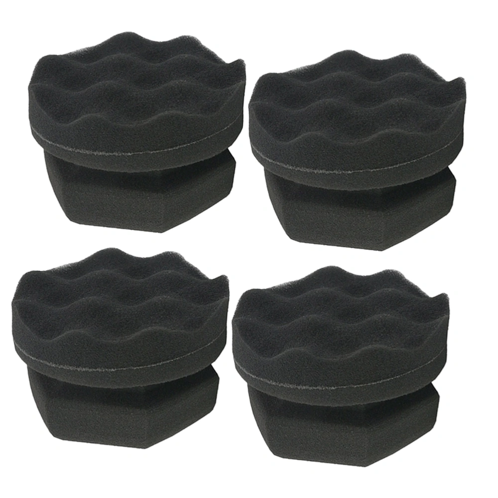 4Pcs Wave Pattern High Fit Handy Polishing Waxing Sponge Car Tire Wax Size 3 (Black)