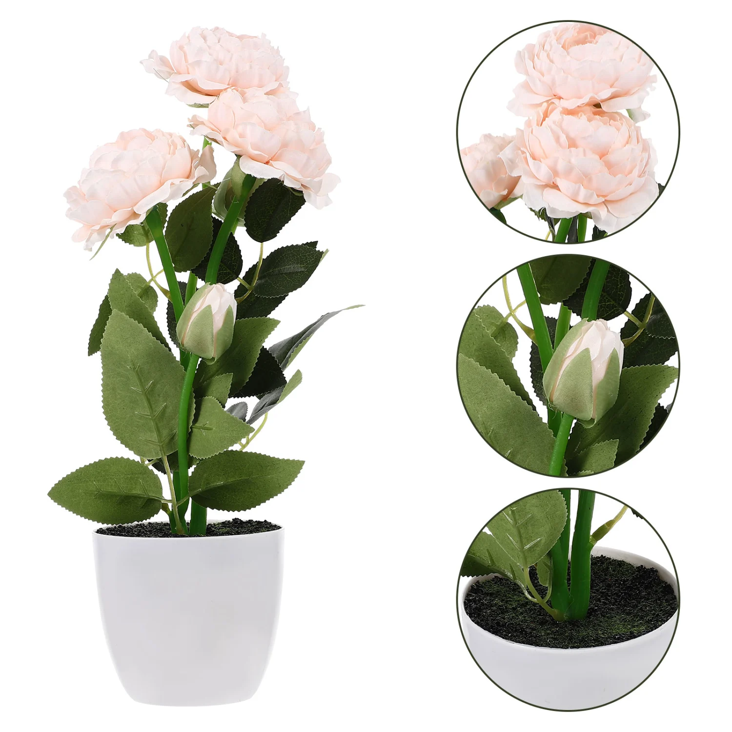 Artificial Flower Potted Plant Fake Peony Flower in Pot Home Table Centerpiece