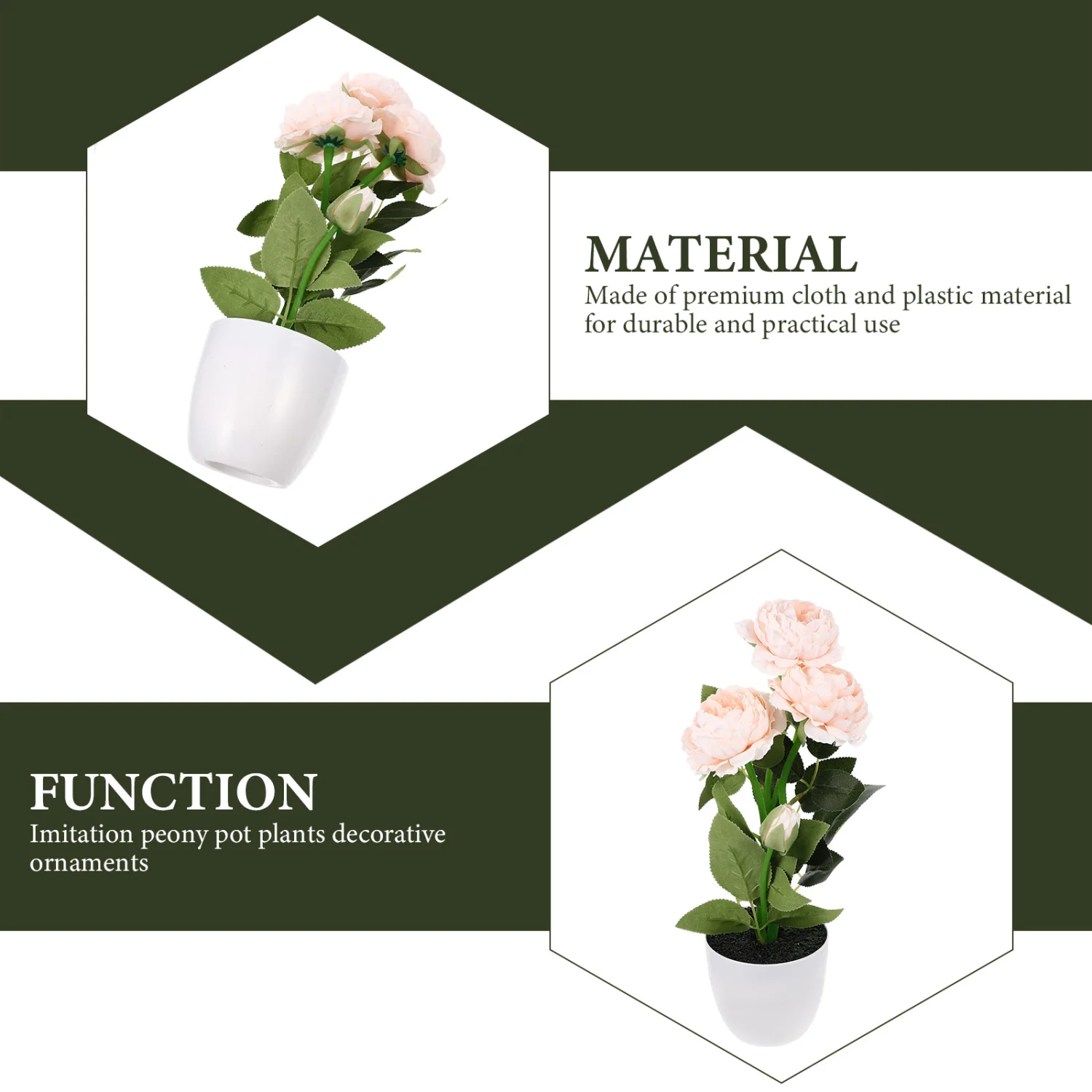 Artificial Flower Potted Plant Fake Peony Flower in Pot Home Table Centerpiece