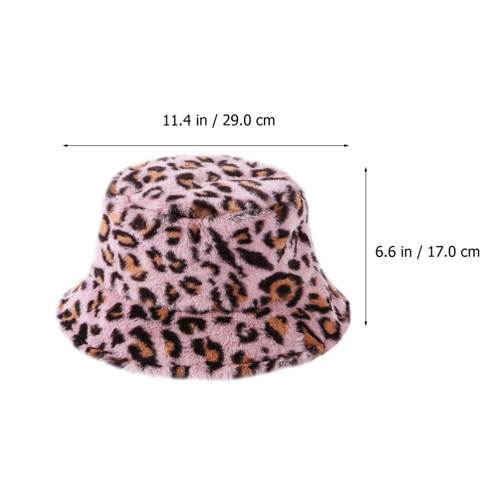 1Pc Fashion Warm Fisherman Hat Fluffy Autumn Winter Leopard Fisherman