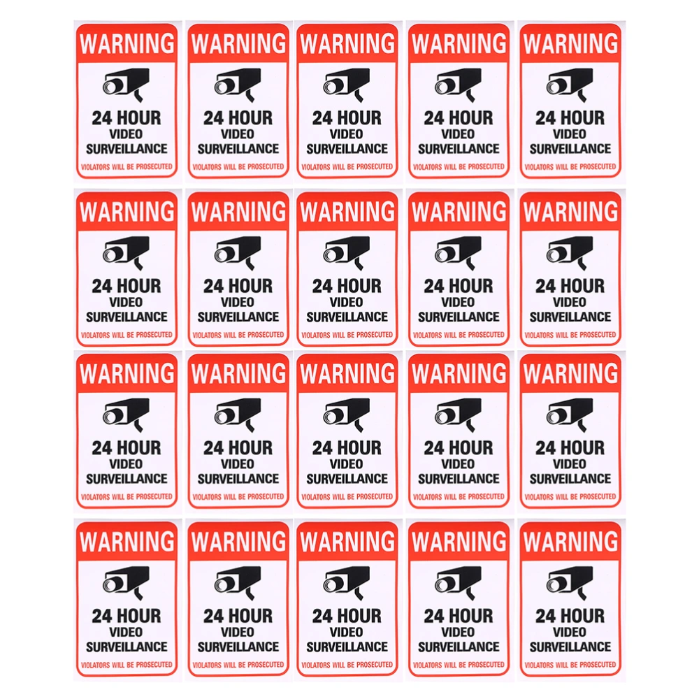 50Pcs Video Warning Stickers Adhesive Video Surveillance Signs Warning Signs