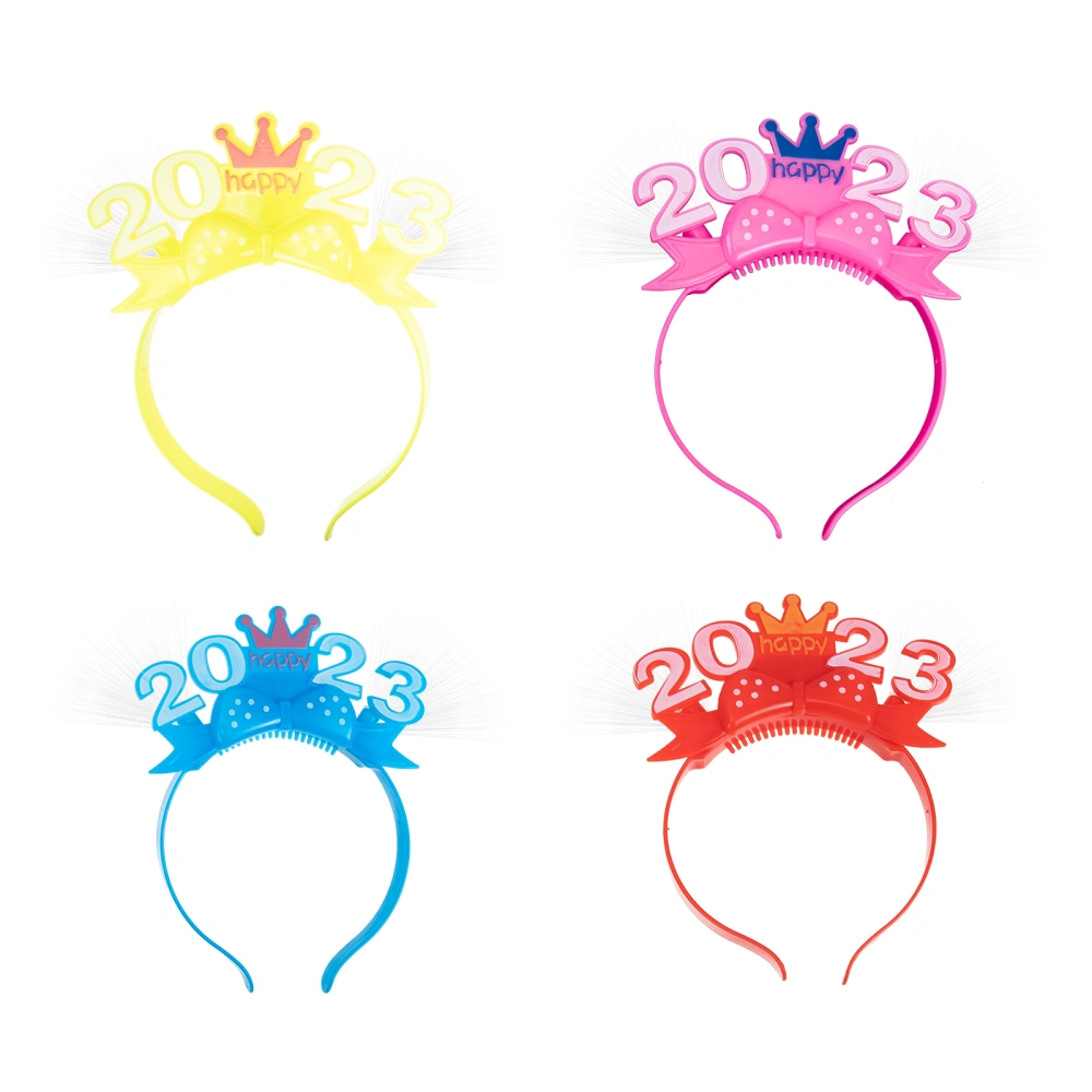 4Pcs Luminous Hair Hoops for 2023 New Year's Party Light Up Happy New Year Headbands