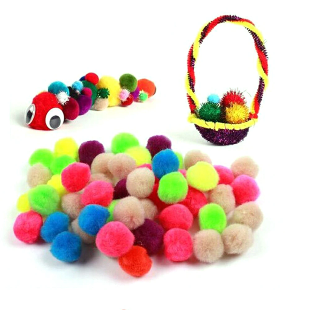 100pcs 25mm Assorted Pom Poms Fluffy Balls for DIY Creative Crafts Decorations (Mix Color)