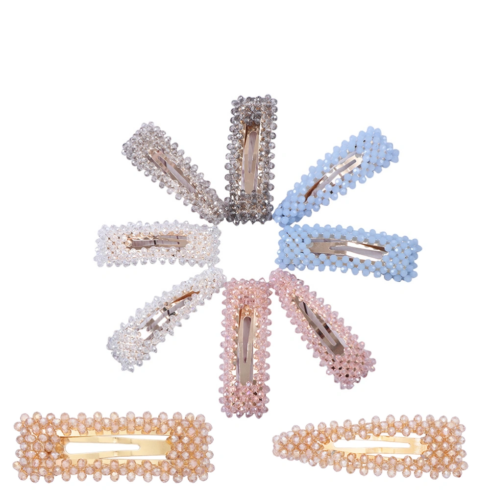 10 pcs DIY Hand-woven Crystal Beaded Duck Bill Clip Decorative Headdress for Women Mixed Style