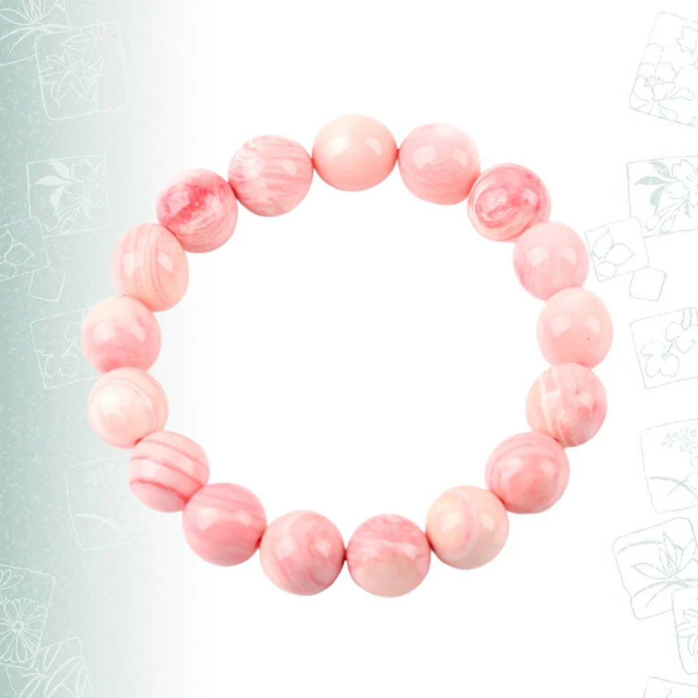 1Pc 8mm Fashionable Crystal Bead Hand Chain Bracelet Single Layer Beads Hand Chain(Pink)