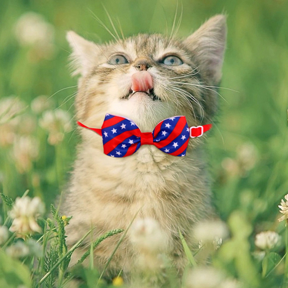 6pcs Adorable 4th of July USA Independence Day Dog Grooming Cat Bow Ties Necktie