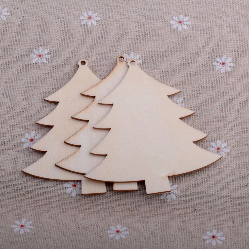 30 PCS 6 Styles Wooden Christmas Hanging Ornaments for DIY Wood Crafts Christmas Decoration Christmas Tree Ornaments