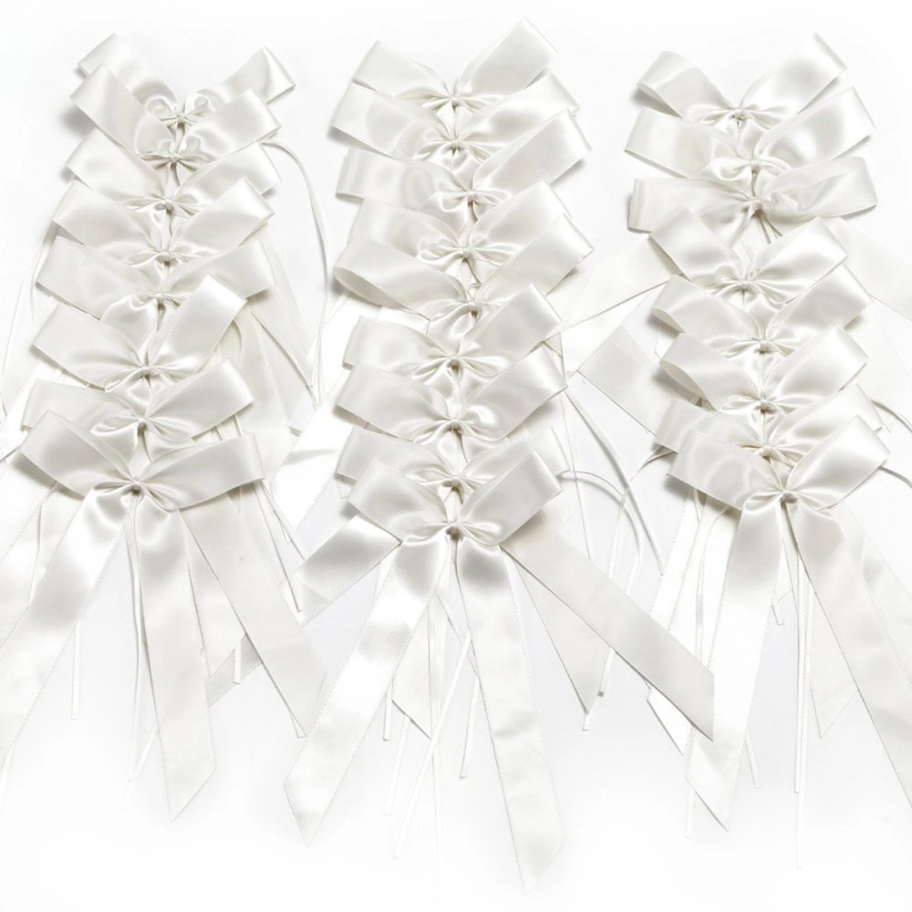 25pcs Delicate Wedding End Bowknots Ribbon Bows Chairs Decorations (White)