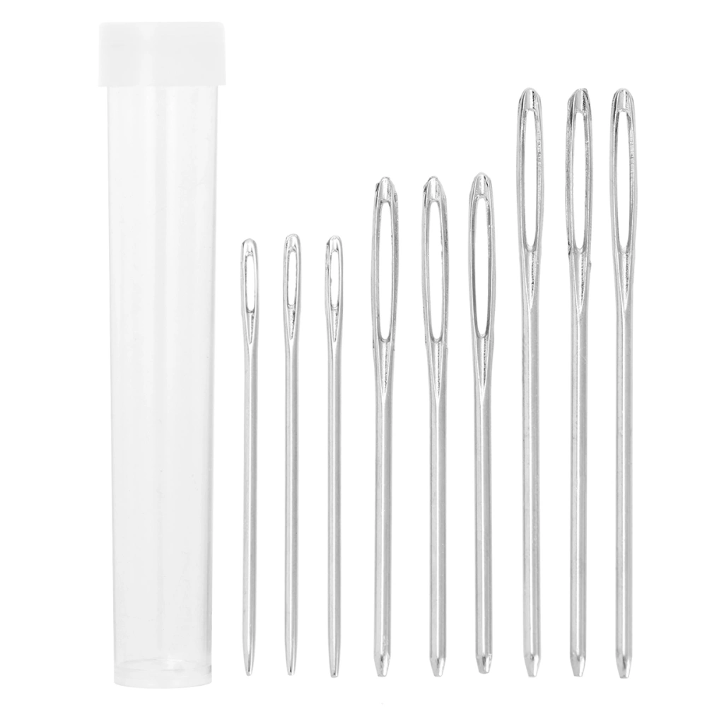 9pcs Large-eye Blunt Needles Steel Yarn Knitting Needles Sewing Needles with Size 5.3cm/6cm/7cm (Silver)