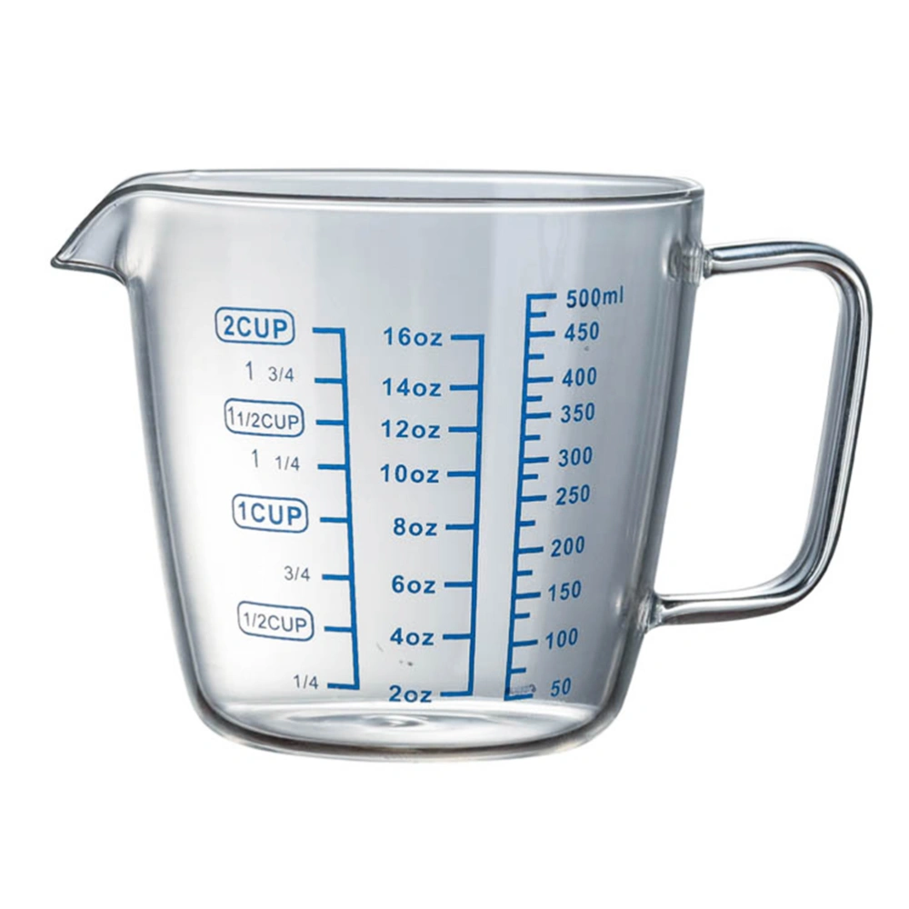 1PC 500ml Heat-resistant Glass Measuring Cup Children's Milk Cup with Scale Microwave Measuring Cup Transparent Scale Cup