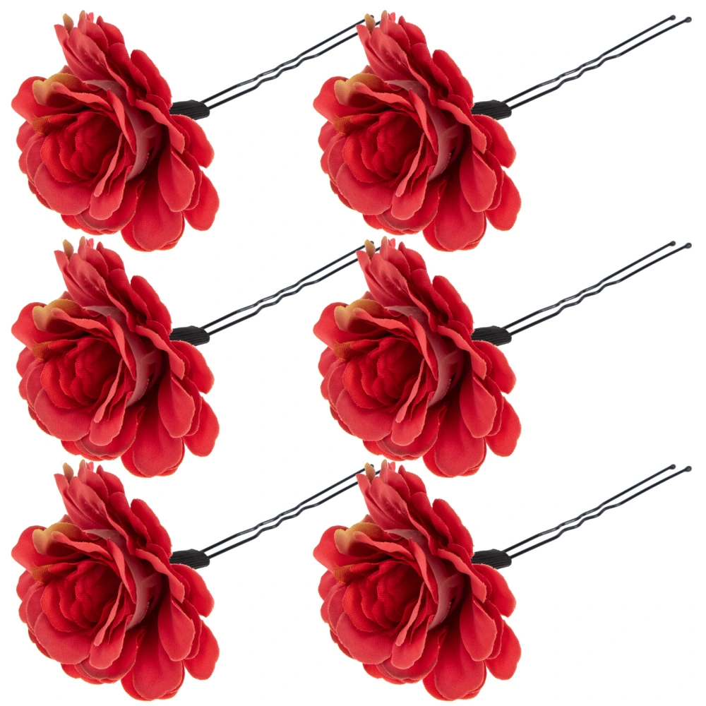 6pcs U Shape Hair Fork Flower Hair Pin Elegant Bridal Hairpin Hanfu Headdress