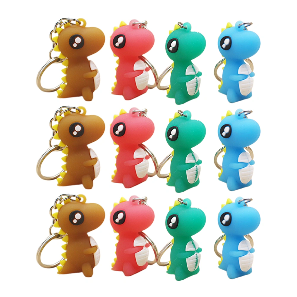 12pcs Cartoon Dinosaur Keychains Creative Key Holder Stylish Key Ring Key Decoration Small Gift for Kids Children