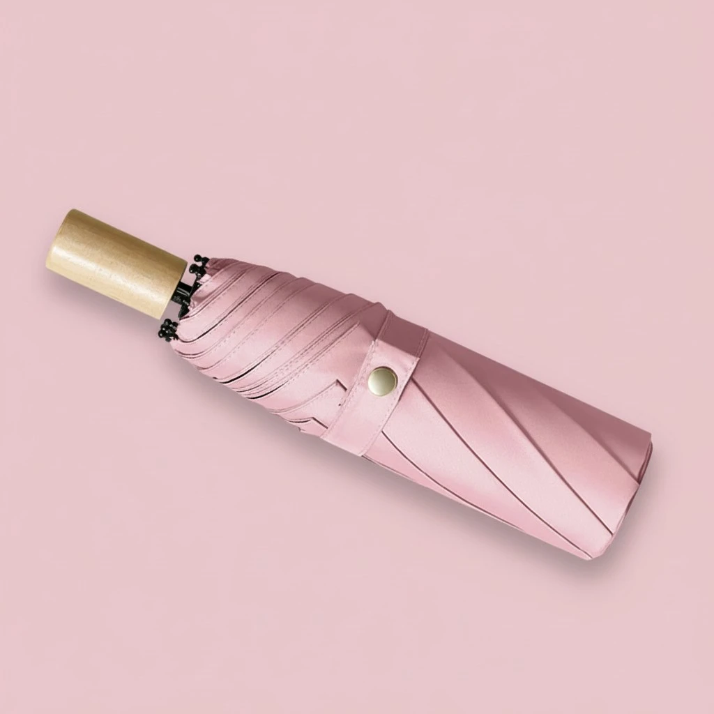1 Pc 3 Section Folding Umbrella Sun Rain Double Use Umbrella Portable Sunshade Ultraviolet-Proof Umbrella (Pink)