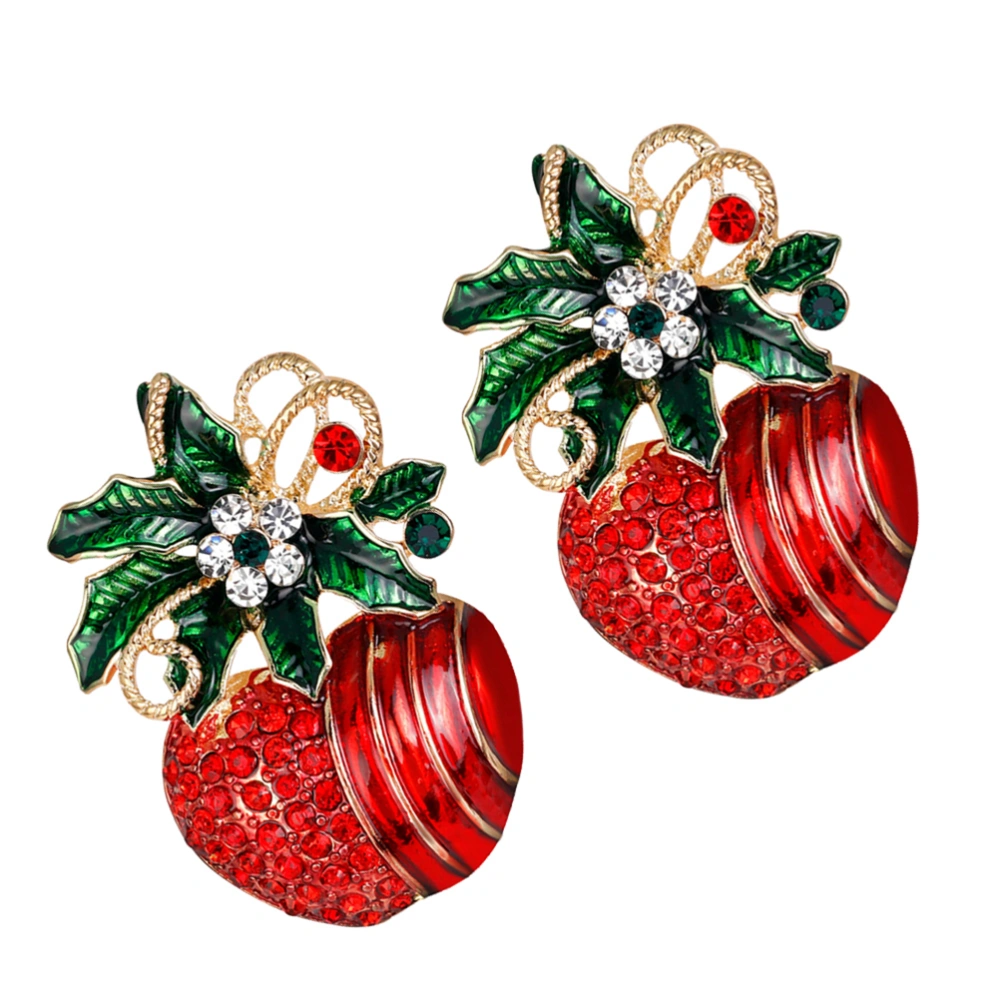 2Pcs Christmas Brooch Pin Apple Brooches for Women Creative Colorful Pin Garland Fashion Jewelry Gift Decoration Brooch