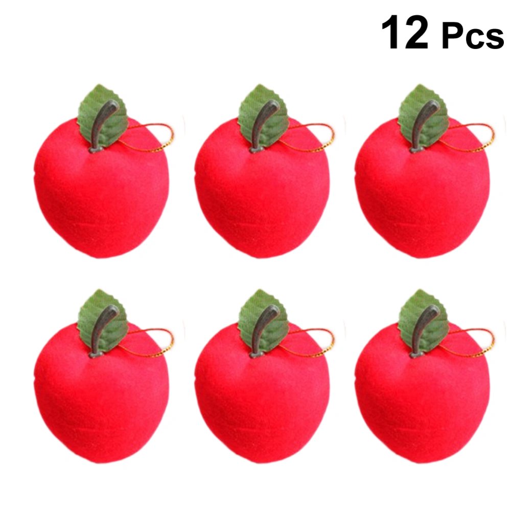 12pcs 3cm Christmas Apples Christmas Tree Hanging Ornaments (Red)