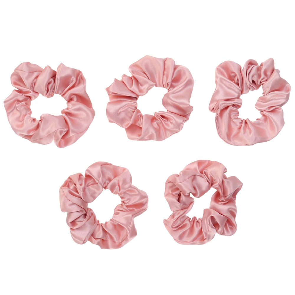 5 Pcs Solid Color Stretch Hair Ties Cloth Art Hair Rope Ponytail Holders Hair Accessories for Women Girls (104# Pink)