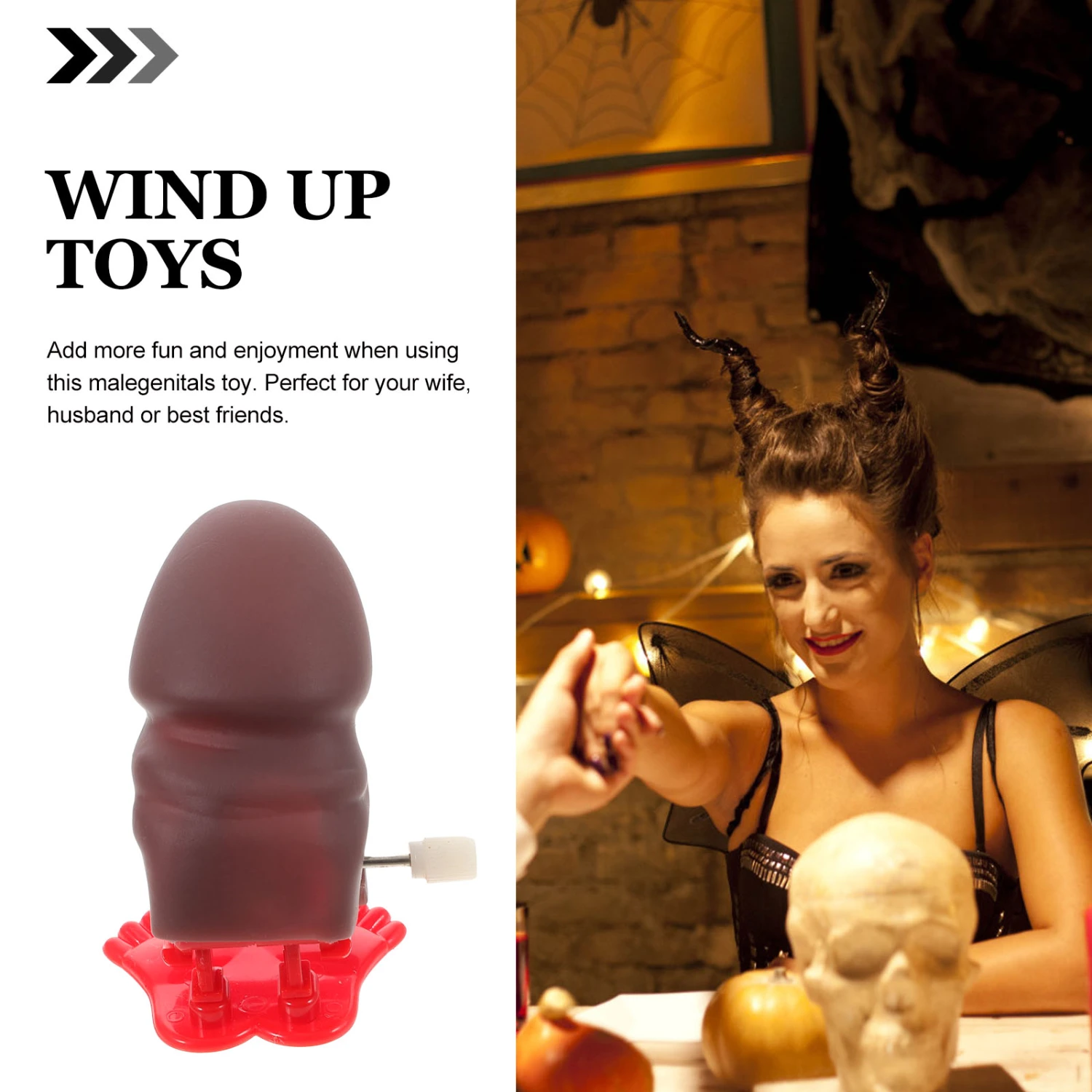 2 PCS Funny Wind Up Toys Jumping Jolly Malegenitals Toys Favors Naughty Accessories