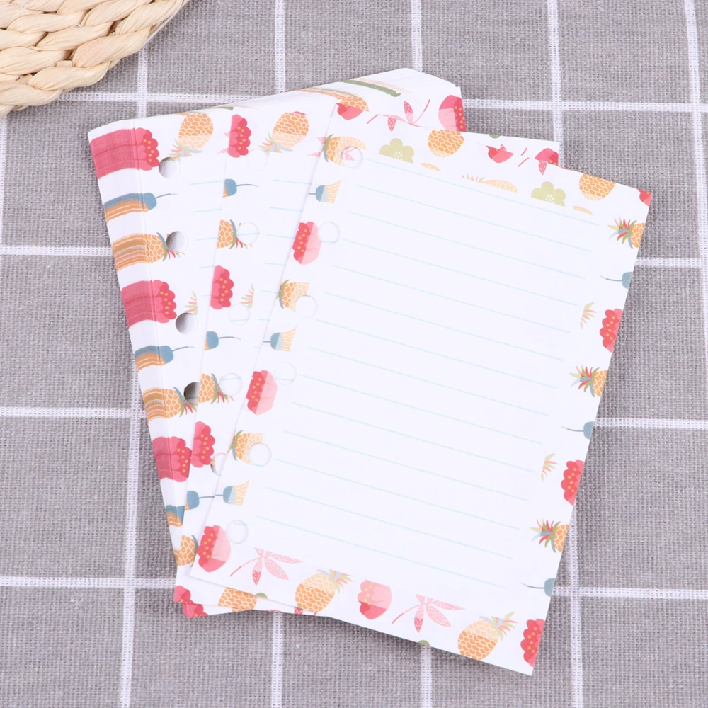 40Sheets/Pack Colorful A7 Size 6 Holes Cartoon Paper Bouquet Horizontal Lines Filler Paper Refills for Spiral Notebook Planner Notepad (As Shown)