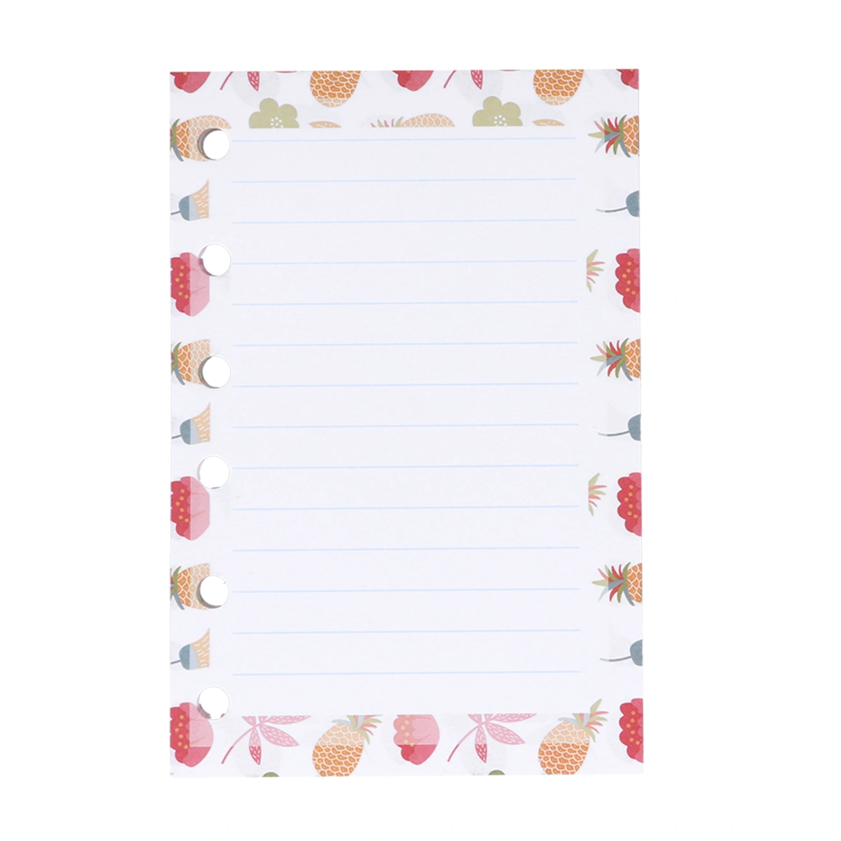 40Sheets/Pack Colorful A7 Size 6 Holes Cartoon Paper Bouquet Horizontal Lines Filler Paper Refills for Spiral Notebook Planner Notepad (As Shown)