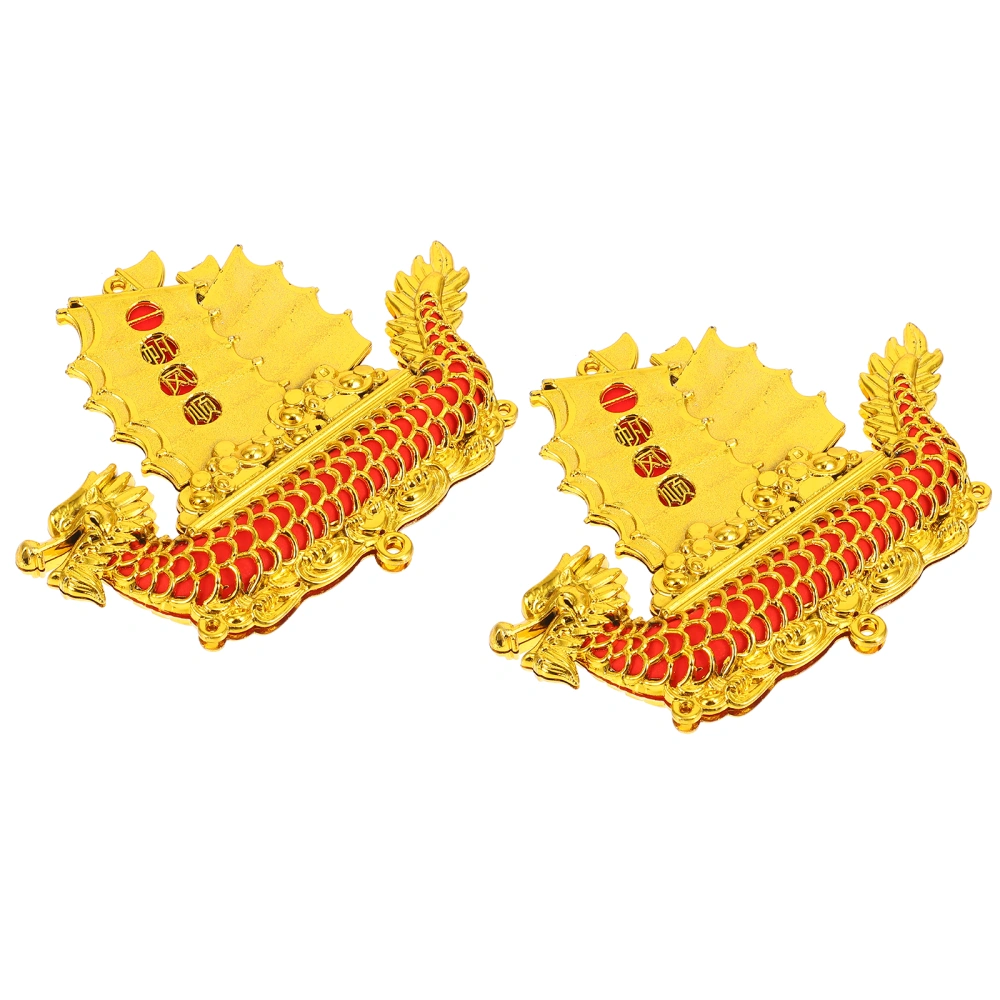 2pcs Chinese New Year Ornaments Feng Shui Dragon Boat Pendant Festival Decor