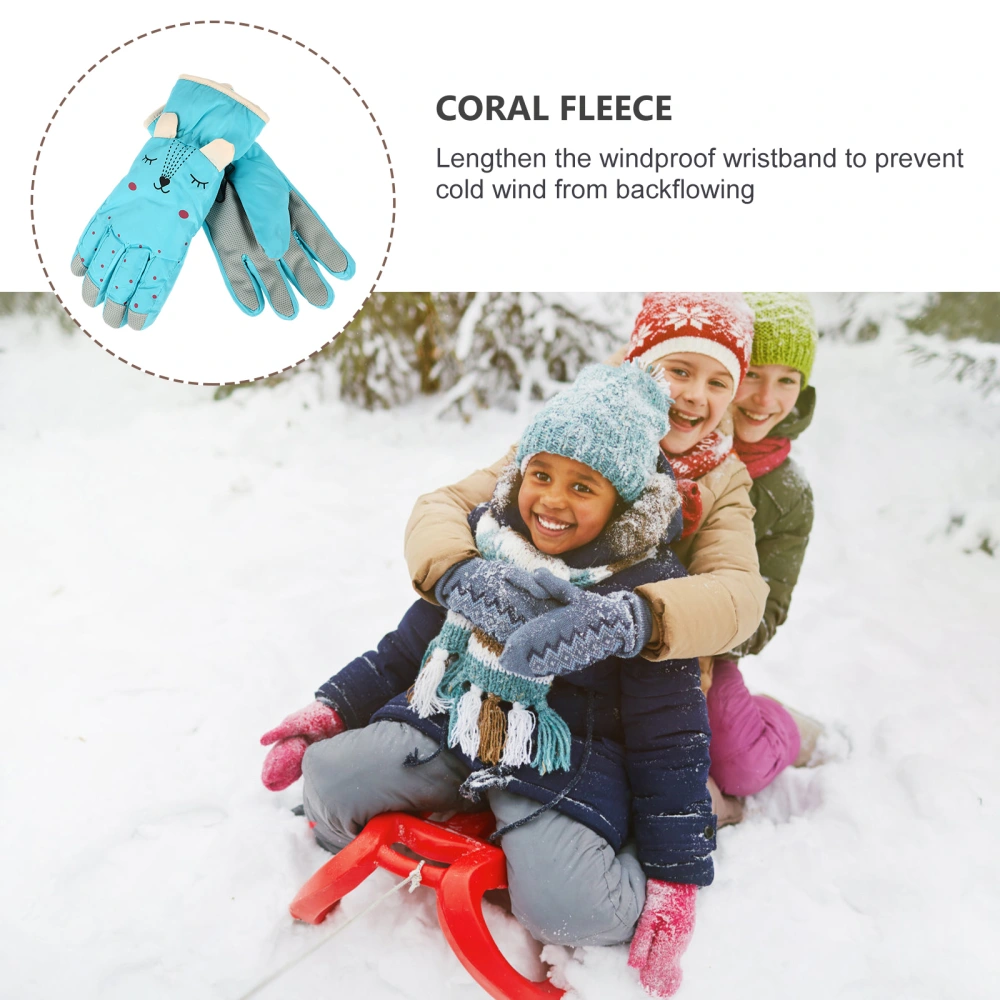 1 Pair of Children Skiing Gloves Windproof Gloves Adorable Kids Gloves Warmth Gloves