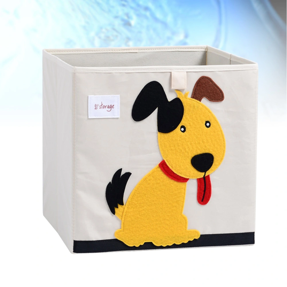 Cartoon Patterned Foldable Clothes Storage Box Children's Toy Storage Cube Book Organizer - 33x33x33cm (Washable, Yellow Dog)