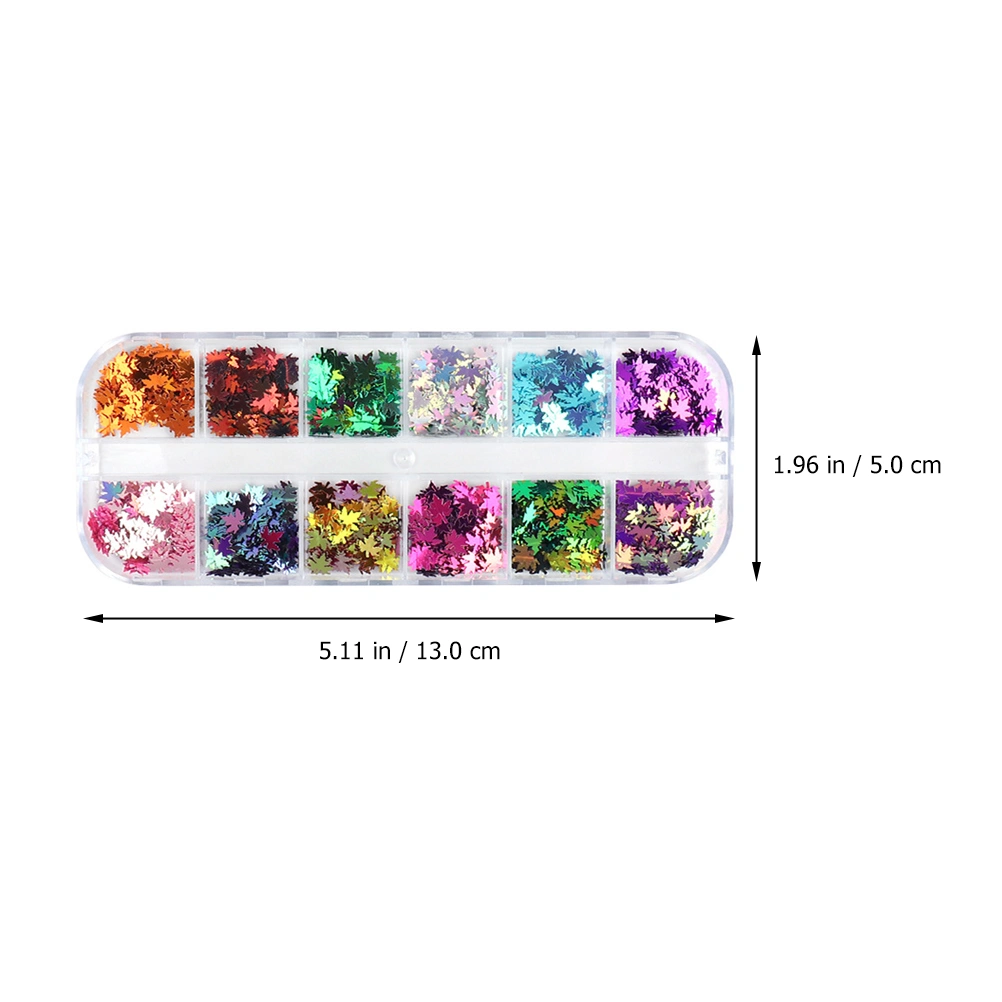 2 Boxes Manicure Sequin Colored Maple Leaf Sequins Glitter Autumn Nails Art
