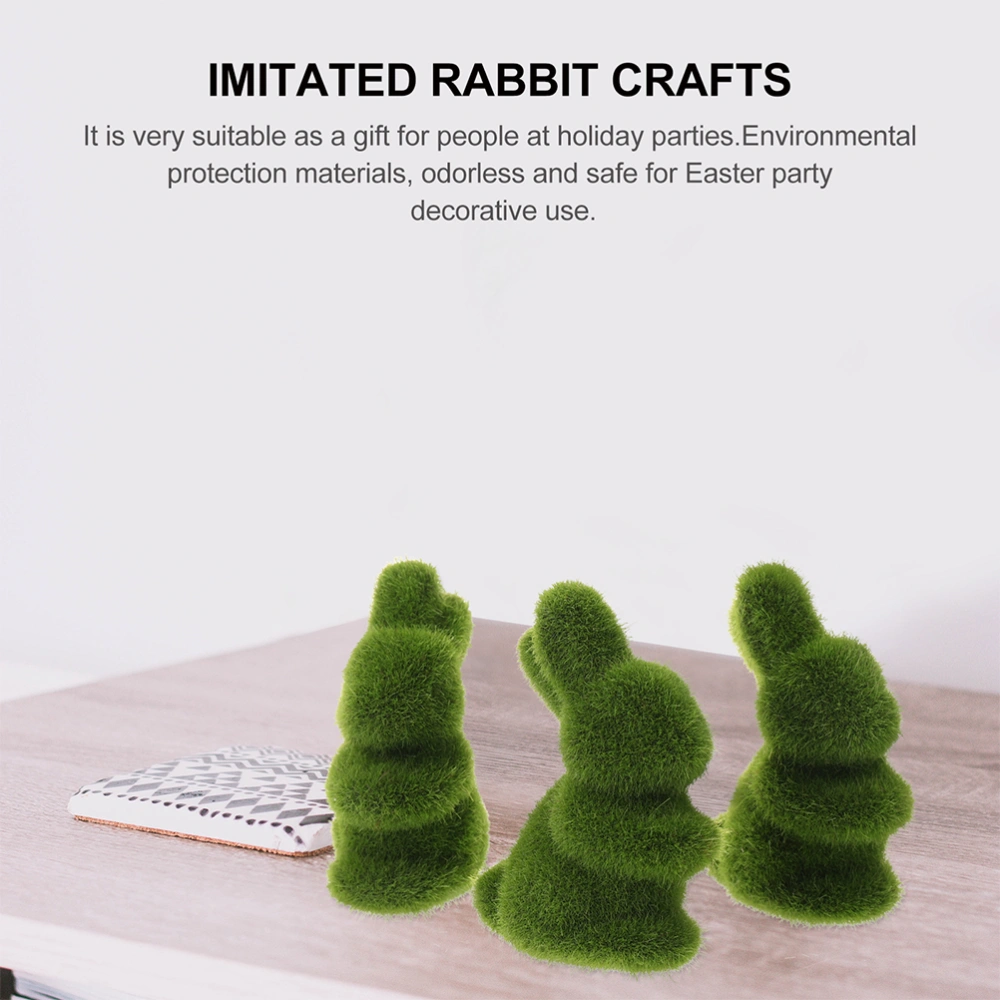 2pcs Artificial Easter Moss Rabbit Decor Simulation Moss Bunny Desktop Crafts