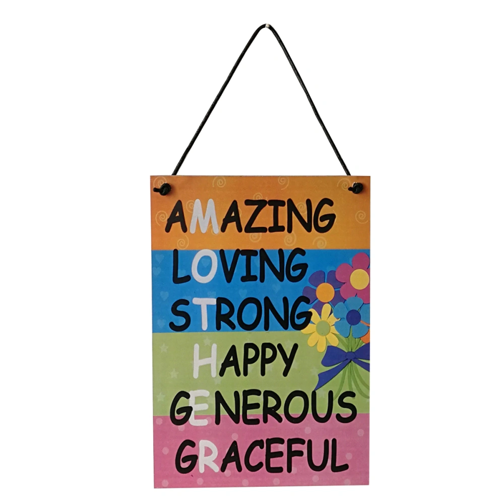 Mother's Day Sign AMAZING LOVING STRONG HAPPY GENEROUS GRACEFUL Wooden Plaque Wall Door Coloful Hanging Wooden Sign Plaque Home Decor