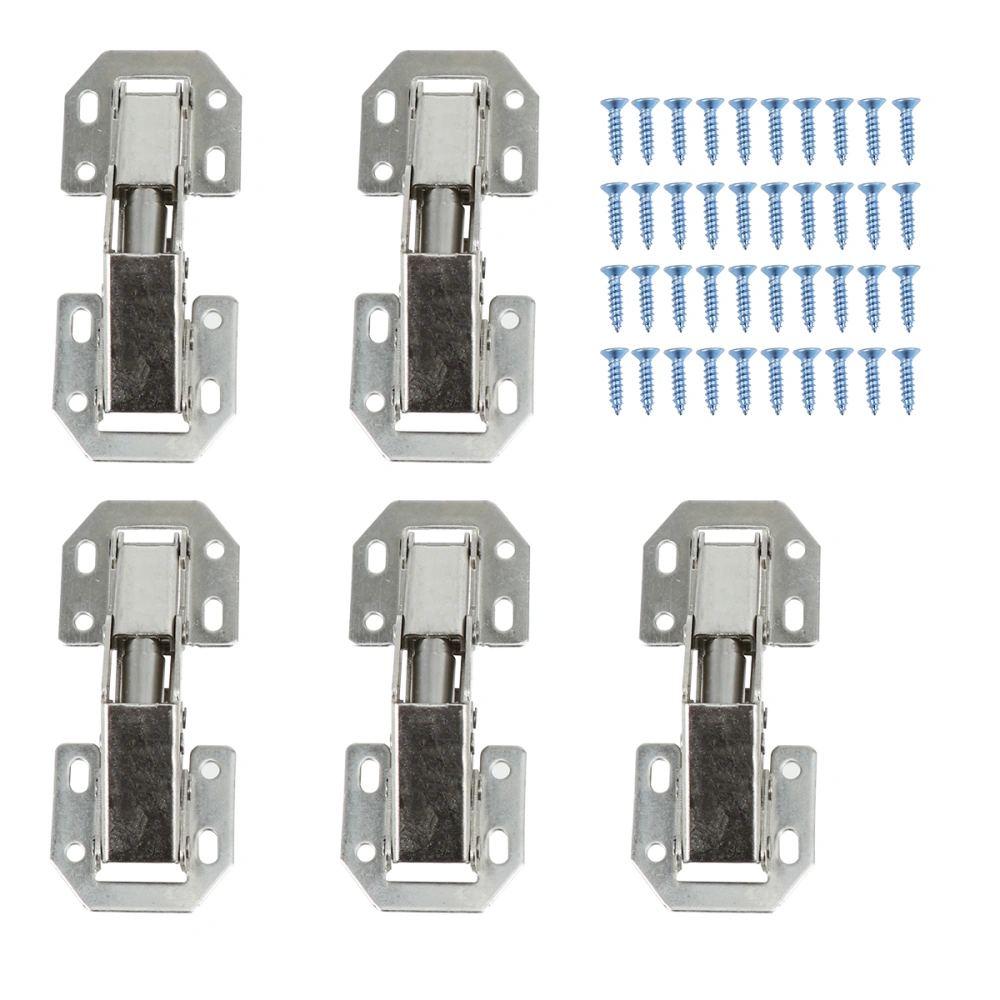 5 PCS 1.5mm Thickness Steel Face Frame Mounting Furniture Hinges Hydraulic Concealed Half Overylay Hinges with 40 Screws for Kitchen Cabinet Door Furniture