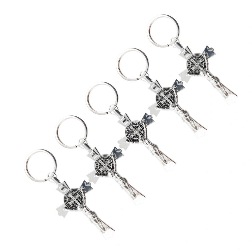 5pcs Christian Cross Keychain Jesus Cross Key Chain Creative Metal Key Ring