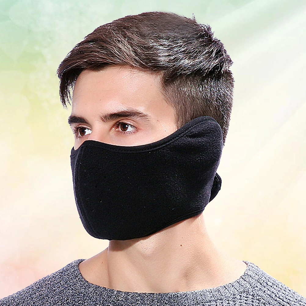 Stereoscopic Windproof Dust Ski Mask Cold Weather Winter Motorcycle Half Face mouth Warmer Fleece Mask Polyester Fleece Mask for Women Men Youth Snowboard Cycling(Black)